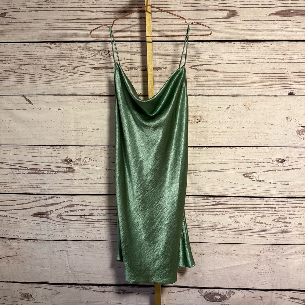 Meadow Satin Mini Dress - Green
